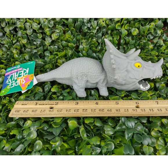Triceratops Dinosaur Squishy Toy Figure Squeezable Dino Squish Squeeze Sand Gray - Picture 15 of 15
